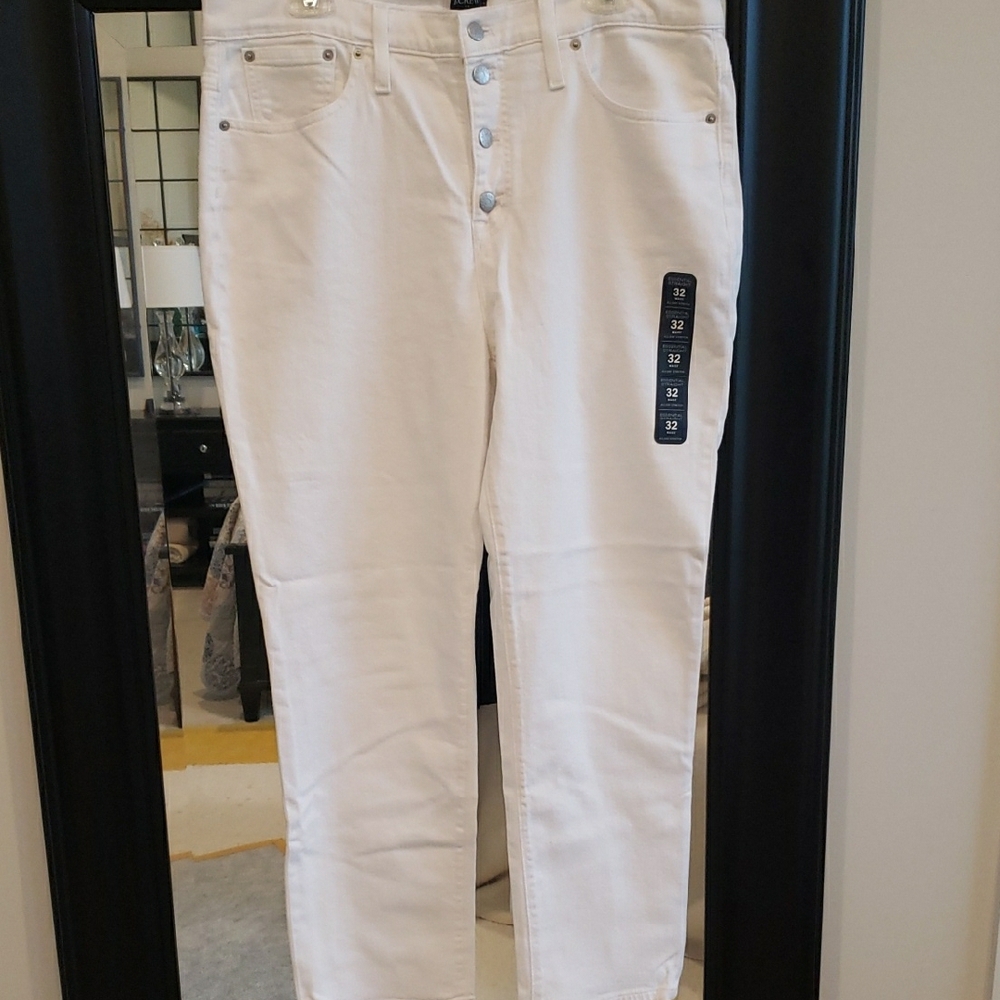 J. Crew White Straight Leg Jeans Crisp Denim Style
